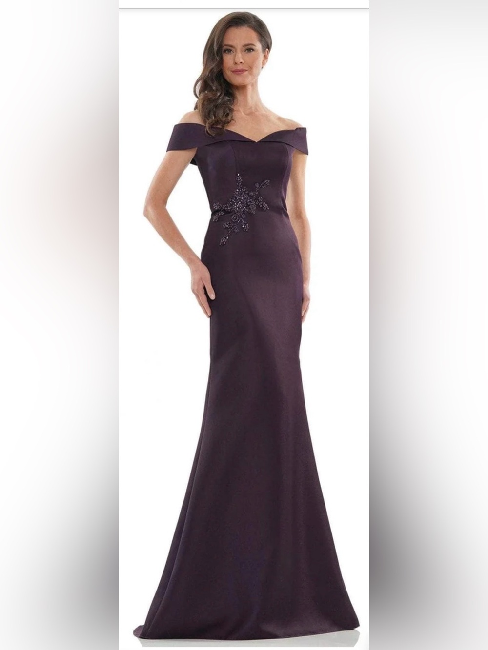 Marsoni by Colors NWT formal gown eggplant plum off shoulder fitted dress size 8